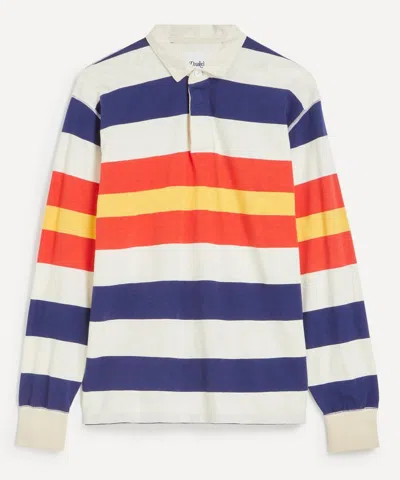 Drake's Drakes Mens Multi Stripe Flame Cotton Rugby Shirt