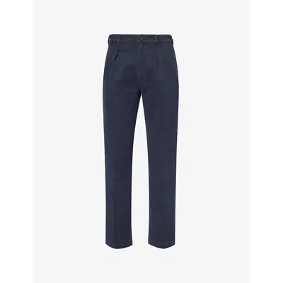 Drake's Mens Navy Games Straight-leg Regular-fit Cotton-twill Trousers