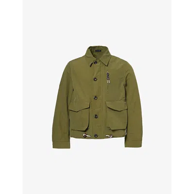 Drake's Mens Drakes Boxy-fit Flap-pocket Cotton-blend Jacket In Olive