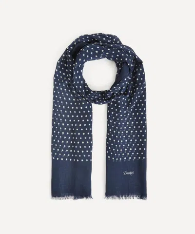 Drake's Drakes Mens Polka Dot Wool Scarf
