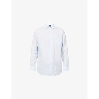 Drake's Mens Sky Blue Long-sleeve Linen Shirt In Multi