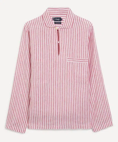 Drake's Drakes Mens Striped Long Sleeved Smock Shirt