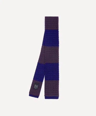 Drake's Drakes Mens Textured Stripe Silk Tie