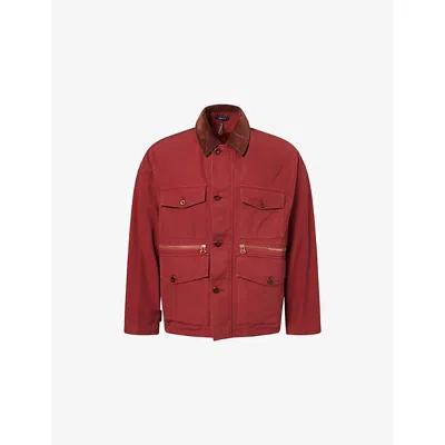 Drake's Mens Washed Red Hiking Patch-pocket Cotton Jacket In Brown