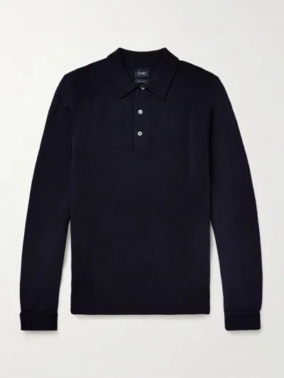 Drake's Merino Wool Polo Shirt In Blue