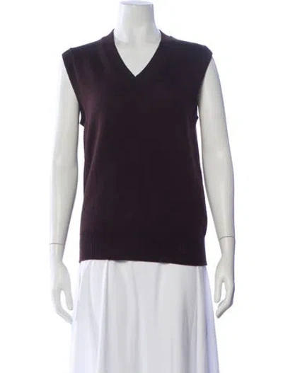 Pre-owned Drake's Merino Wool V-neck Sweater In Purple