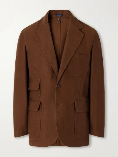 Drake's Mk. Iv Cotton-moleskin Blazer In Brown
