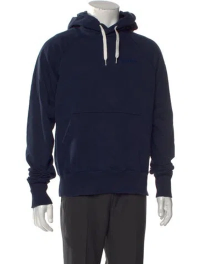Pre-owned Drake's Mock Neck Long Sleeve Hoodie In Blue