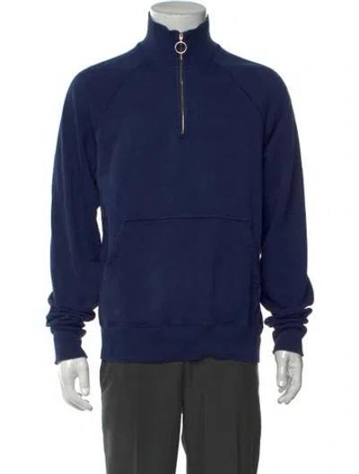 Pre-owned Drake's Mock Neck Long Sleeve Pullover In Blue