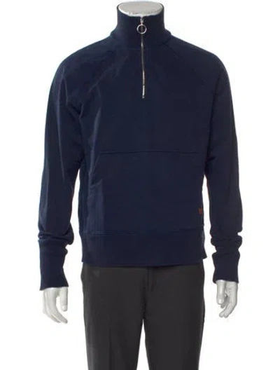 Pre-owned Drake's Mock Neck Long Sleeve Sweatshirt In Blue