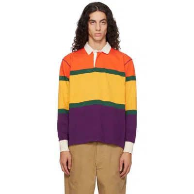 Drake's Multicolor Multi Stripe Cotton Rugby Polo
