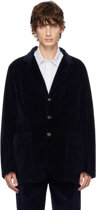 Drake's Navy Cotton Corduroy Games Mk. I Blazer In 250 Dark Navy
