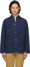 Drake's Navy Cotton Duck Canvas Five-pocket Chore Jacket In 250 Navy