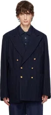 Drake's Navy Mk. Iii Pin Stripe Blazer In 250 Navy & White