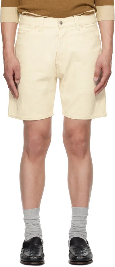 Drake's Off-white 5-pocket Selvedge Denim Shorts In 050 Ecru Rinse
