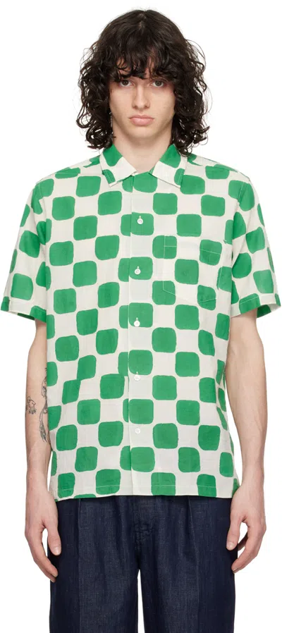 Drake's Convertible-collar Checked Cotton Shirt In 403 Green
