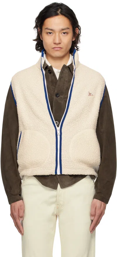 Drake's Off-white Boucle Wool Zip Fleece Vest In 000 Ecru
