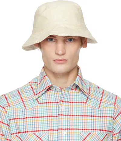 Drake's Off-white Heavy Cotton Bucket Hat In 400 Ecru