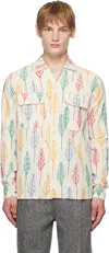 Drake's Off-white Ikat Print Brushed Cotton Camp Collar Shirt In 51 Ecru Multi