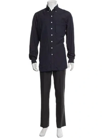 Pre-owned Drake's Patterned Long Sleeve Shirt In Blue