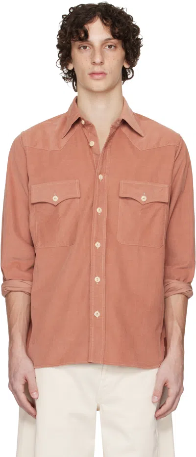 DRAKE'S PINK TWO-POCKET WESTERN SHIRT