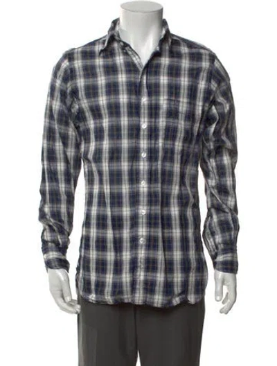 Pre-owned Drake's Plaid Print Long Sleeve Shirt In Black