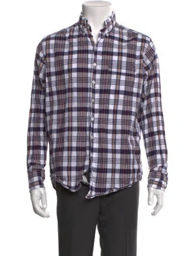 Pre-owned Drake's Plaid Print Long Sleeve Shirt In Blue