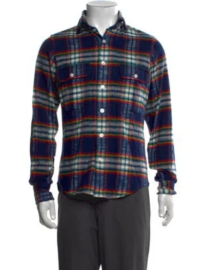 Pre-owned Drake's Plaid Print Long Sleeve Shirt In Blue