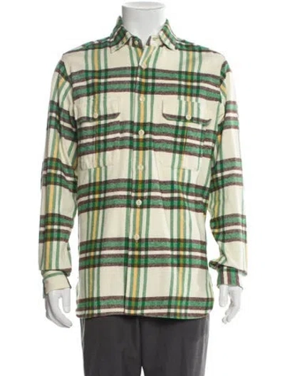 Pre-owned Drake's Plaid Print Long Sleeve Shirt In Green
