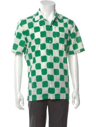 Pre-owned Drake's Plaid Print Short Sleeve Shirt In Green
