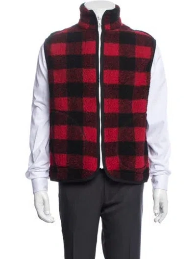 Pre-owned Drake's Plaid Print Vest In Red