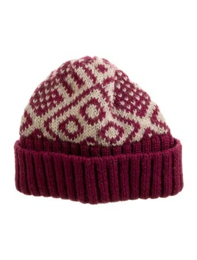 Pre-owned Drake's Printed Wool Beanie In Purple