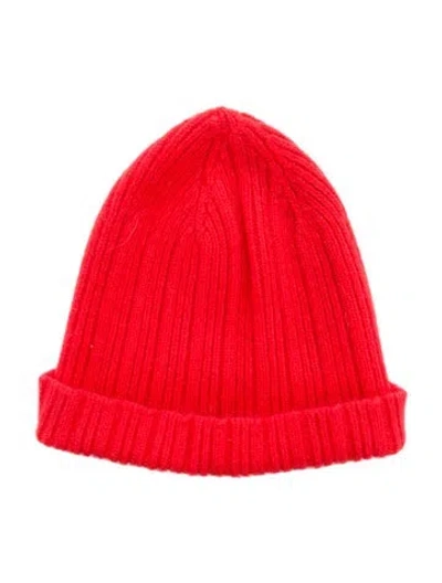 Pre-owned Drake's Red Wool Ribbed Beanie