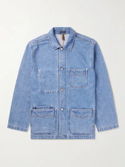 Drake's Selvedge Denim Jacket In Blue