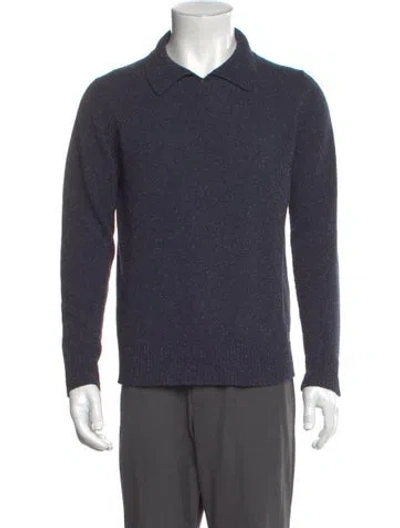 Pre-owned Drake's Silk Collar Pullover In Gray