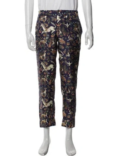 Pre-owned Drake's Silk Floral Print Pajama Bottoms In Purple