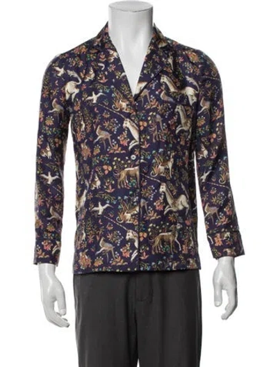 Pre-owned Drake's Silk Graphic Print Pajama Set In Multicolor