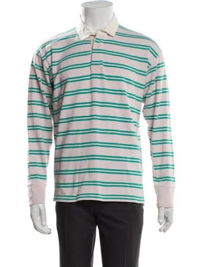 Pre-owned Drake's Striped Collar Polo Shirt In Pink