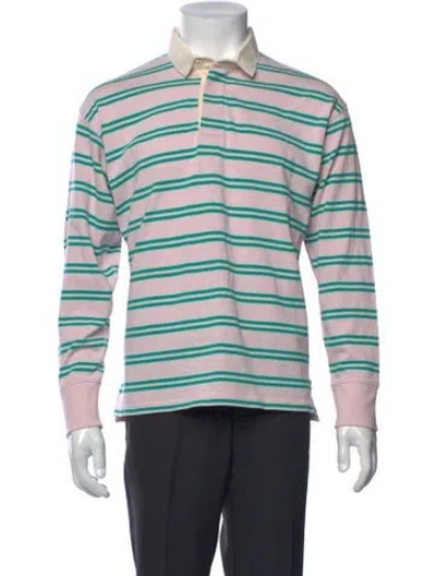 Pre-owned Drake's Striped Collar Polo Sweater In Pink