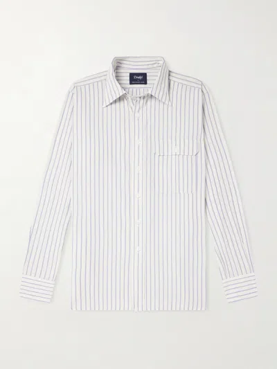 Drake's Striped Cotton And Linen-blend Poplin Shirt In Multi