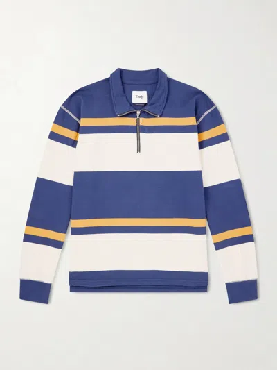Drake's Striped Cotton-jersey Half-zip Polo Shirt In Multi