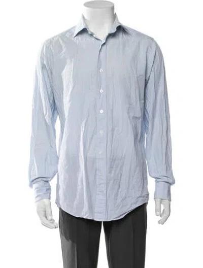 Pre-owned Drake's Striped Long Sleeve Dress Shirt In Blue