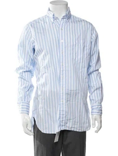 Pre-owned Drake's Striped Long Sleeve Dress Shirt In Blue