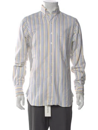 Pre-owned Drake's Striped Long Sleeve Dress Shirt In Multi