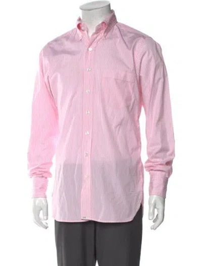 Pre-owned Drake's Striped Long Sleeve Dress Shirt In Pink