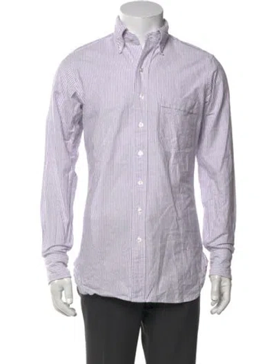 Pre-owned Drake's Striped Long Sleeve Dress Shirt In Purple