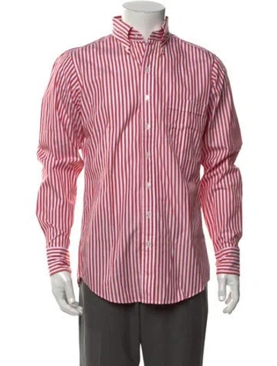 Pre-owned Drake's Striped Long Sleeve Dress Shirt In Red