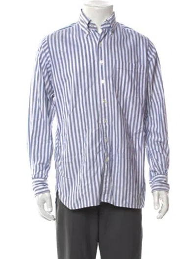 Pre-owned Drake's Striped Long Sleeve Shirt In Blue