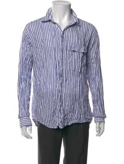 Pre-owned Drake's Striped Long Sleeve Shirt In Blue