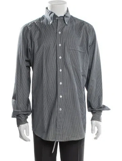 Pre-owned Drake's Striped Long Sleeve Shirt In Gray
